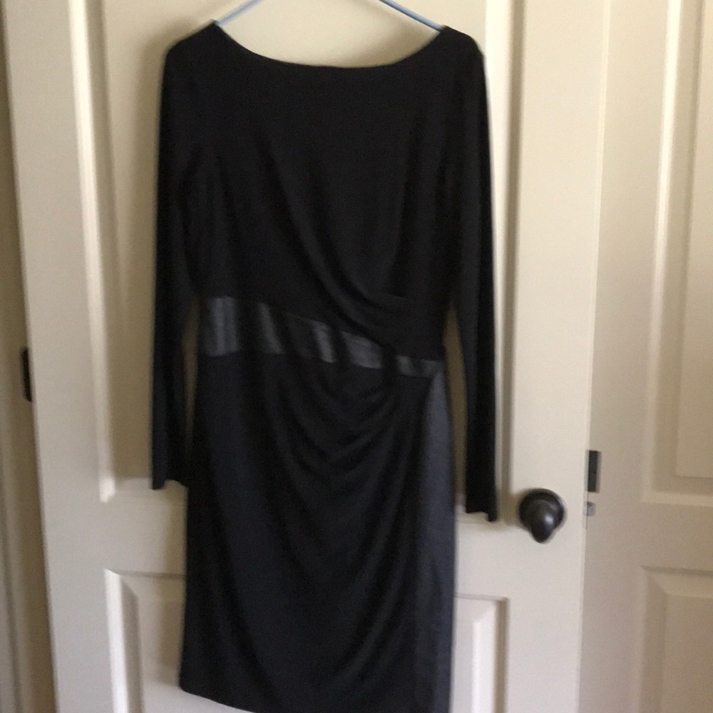 Ralph Lauren fitted dress leather detail